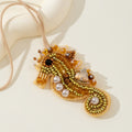 Gold-Tone Beaded Seahorse Pendant Necklace With Pearl Accents view 4