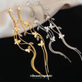 Gold Tone Butterfly and Vine Stud Earrings with Long Tassels view 2