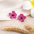Five Color Layered Flower Black Center Stud Earrings view 8