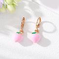 Gold Tone Colorful Enamel Fruit Huggie Drop Earrings view 6