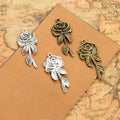 Long Stem Rose Alloy Charms in Two Antique Finishes view 2