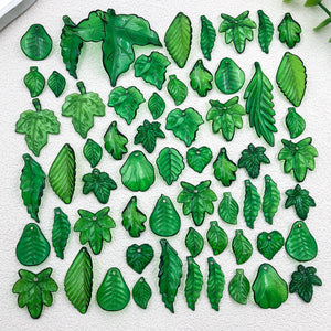 Green Leaf Glossy Charms with 11 Listed Options for DIY Jewelry Making
