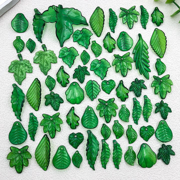 Green Leaf Glossy Charms with 11 Listed Options for DIY Jewelry Making