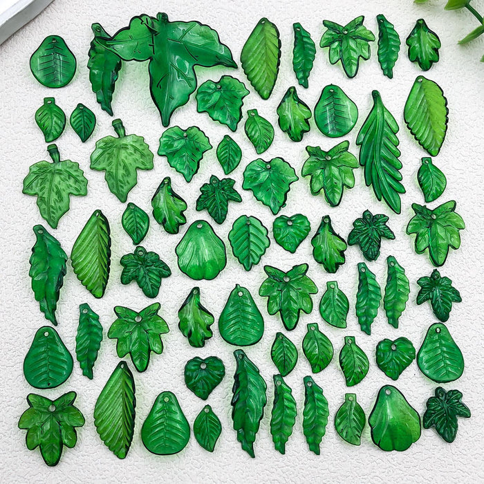 Green Leaf Glossy Charms with 11 Listed Options for DIY Jewelry Making