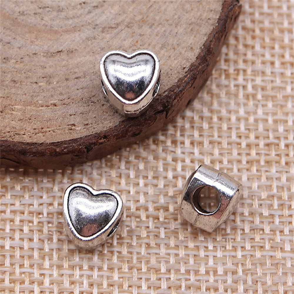 8x8x7mm 1.5g Multicolor Zinc Alloy Heart Large Hole Beads for DIY Bracelet Necklace Jewelry Making