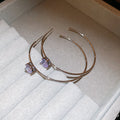Crystal Heart Charm Hoop Stud Earrings With Decorative Metal Accents view 2