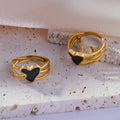 Gold Black Heart Oil Drip Adjustable Ring Free Size view 3