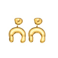 Hammered U-Shape Drop Earrings 316L Steel Gold Or Silver view 5