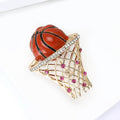 Basketball Hoop Brooch With Faceted Crystals And Polished Metal Details view 4