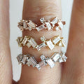 Baguette Clear CZ Zigzag Band Ring Three Metal Tones view 1
