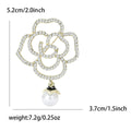 Crystal Outline Camellia Brooch with Pearl Drop in Two Tones view 7