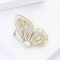 Two Tone Wire Butterfly Brooch With Baguette Crystals view 4