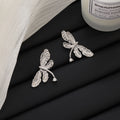 Silver Double Butterfly Clear Look Branch Dangle Earrings view 4