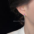 Silver-Tone Multicolor Enamel Segment Mini Huggie Hoop Earrings view 2