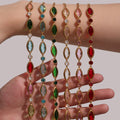 Gold Marquise Czech Glass Station Bracelets Multicolor Stones view 3