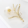 White Shell Flower Branch Brooch with Crystal Buds view 2