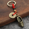 Brass-Tone Five Emperors Coins Gourd Zinc Alloy Keychain