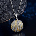 Silver and Gold Tone Openwork Sphere Pendant Necklace view 2