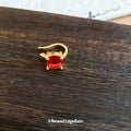 Red Crystal Single Ear Cuffs in Gold and Silver Tones view 4