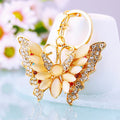 Moonstone Butterfly Keychain with White Petal Stones and Crystal Wings view 3