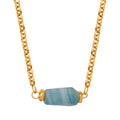Gold Chain Necklace With Cylindrical Natural Stone Bead view 5
