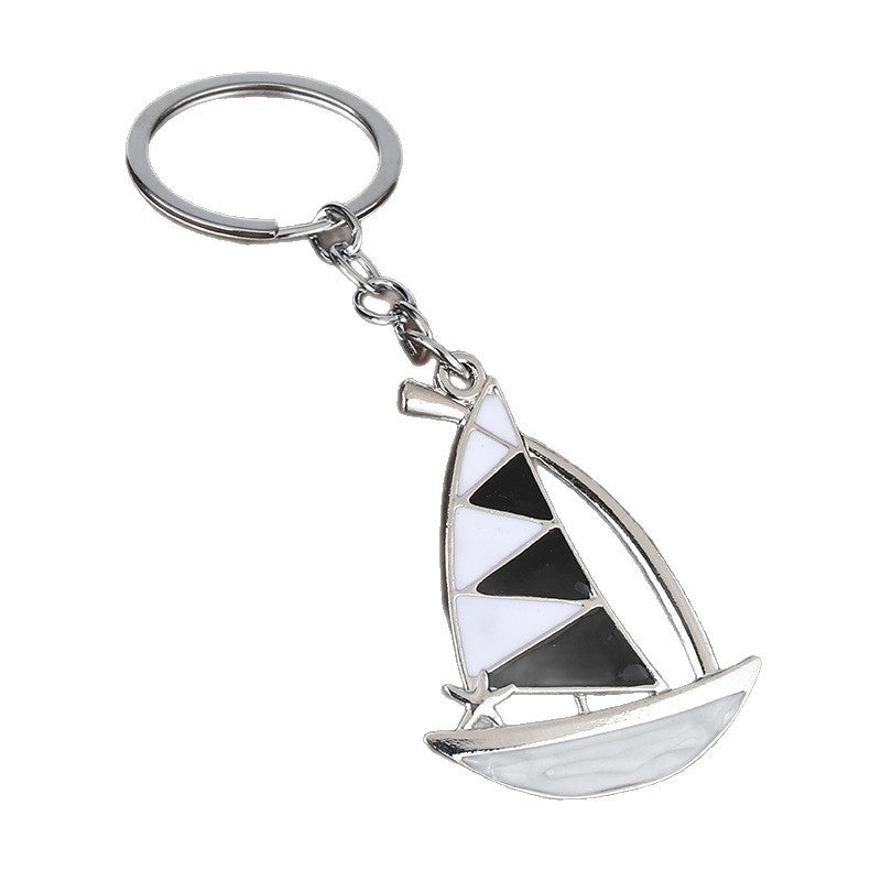 Colorful Sailboat Zinc Alloy Beach Souvenir Keychain Gift