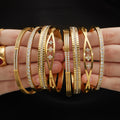 Single Row Zircon Clasp Bangle Set Steel Gold Styles view 2