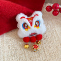 White Plush Lion Dance Duckbill Hair Clip Red Poms view 6