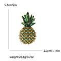 Enamel Pineapple Brooch Green Crown Amber Crystal Body Pin view 5