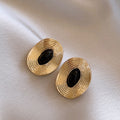 Textured Gold Disc Stud Earrings With Red Or Black Centers view 9