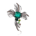 Green White Flower Crystal Two Designs Metal Brooch Pin view 1