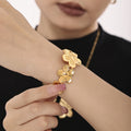Textured Flower Necklace Cuff Bracelet Open Ring Gold Steel view 4