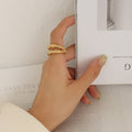 Gold Double Band Hammered Texture Intertwined Rings Multi Size view 3
