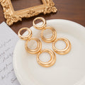 Gold Tone Triple Interlocking Ring Dangle Earrings view 3