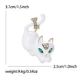 Curved Arched Cat Enamel Lapel Brooch in Black or White view 7