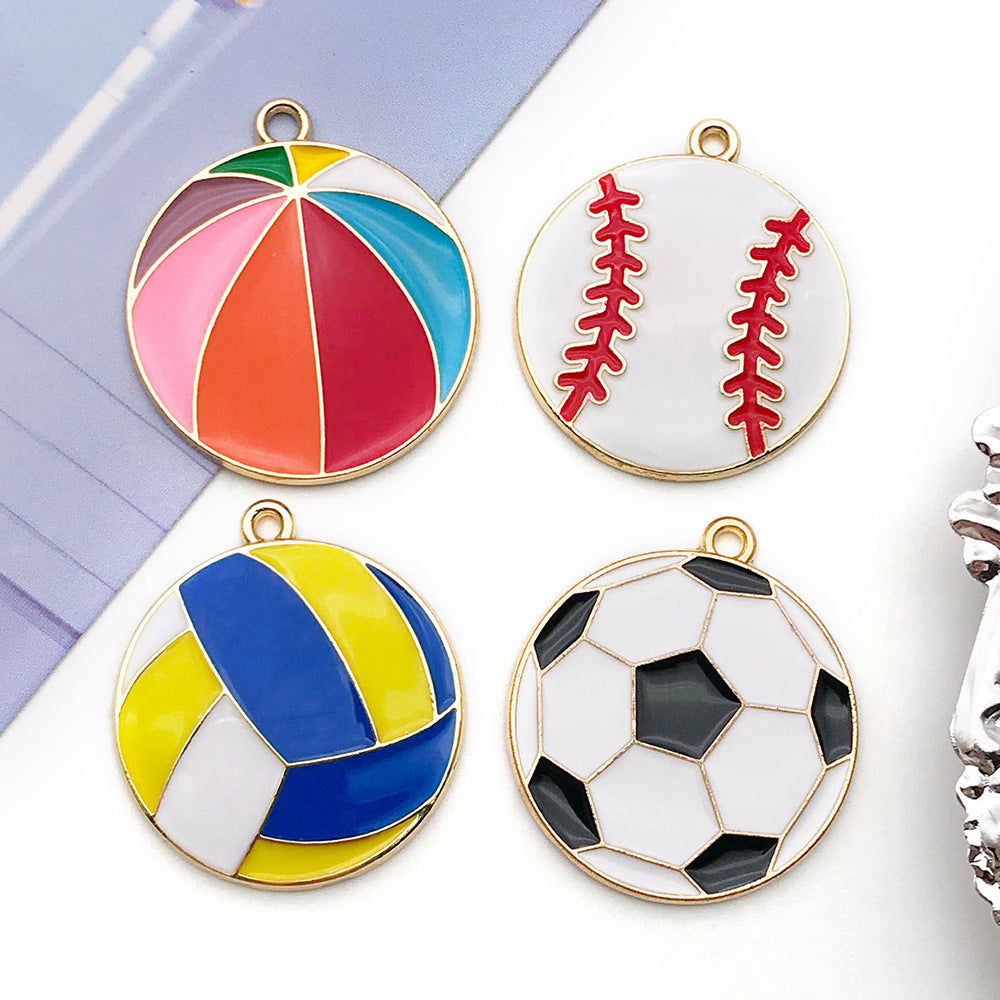 Enamel Zinc Alloy Soccer Volleyball Basketball Baseball Charm Pendant for DIY Earrings