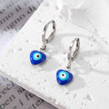 Gold and Silver Tone Blue Evil Eye Huggie Drop Earrings view 5