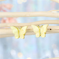 Gold Tone Colored Butterfly Stud Earrings in Eight Colors view 3