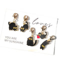 Black Enamel Cat Charm Keychains Gold Lobster Clasps 5 Styles view 5