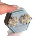 Silver Tone Radiating Floral Crystal Burst Stud Earrings view 5