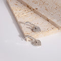 Silver Pave Rhinestone Heart Drop Stud Earrings Pair view 3