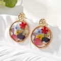 Gold Tone Pressed Flower Resin Necklace and Earring Options view 3