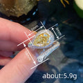 Yellow Pear-Shaped Halo Serpentine Adjustable Open Ring In Silver Tone view 4