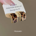 Leopard Print C Hoop and Rectangular Stud Earrings view 2