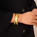 Gold Steel Female Body Figure Open Cuff Bangle Bracelet view 2