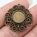 Ornate Round Cabochon Connector Settings in Two Finishes view 3