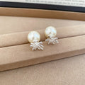 Faux Pearl Floral Cluster Stud Earrings In Gold And Silver view 7