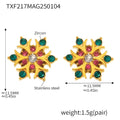 Gold Snowflake Zircon Necklace Bracelet Stud Earrings Set view 10