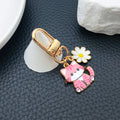 Pink Cat and White Daisy Enamel Clip Keychain Eight-Style Collection view 4