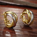 Two-Tone Gold Silver Interlocked Hoop Earrings Pair view 1